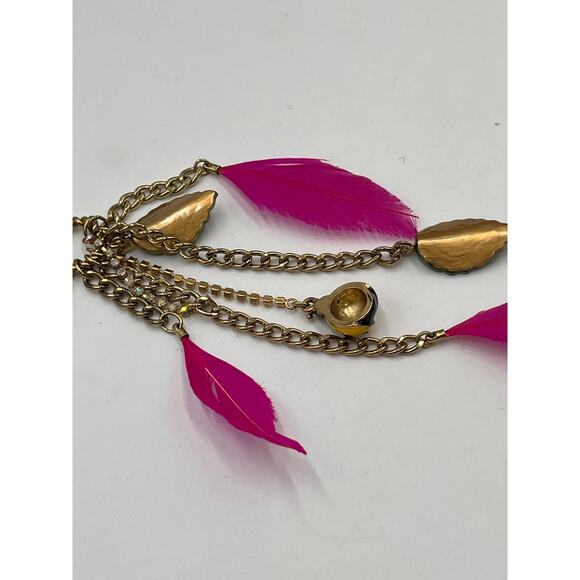 Betsey Johnson HAWAIIAN LUAU Ladybug Leaf & Pink Feather Y Necklace - Picture 9 of 9